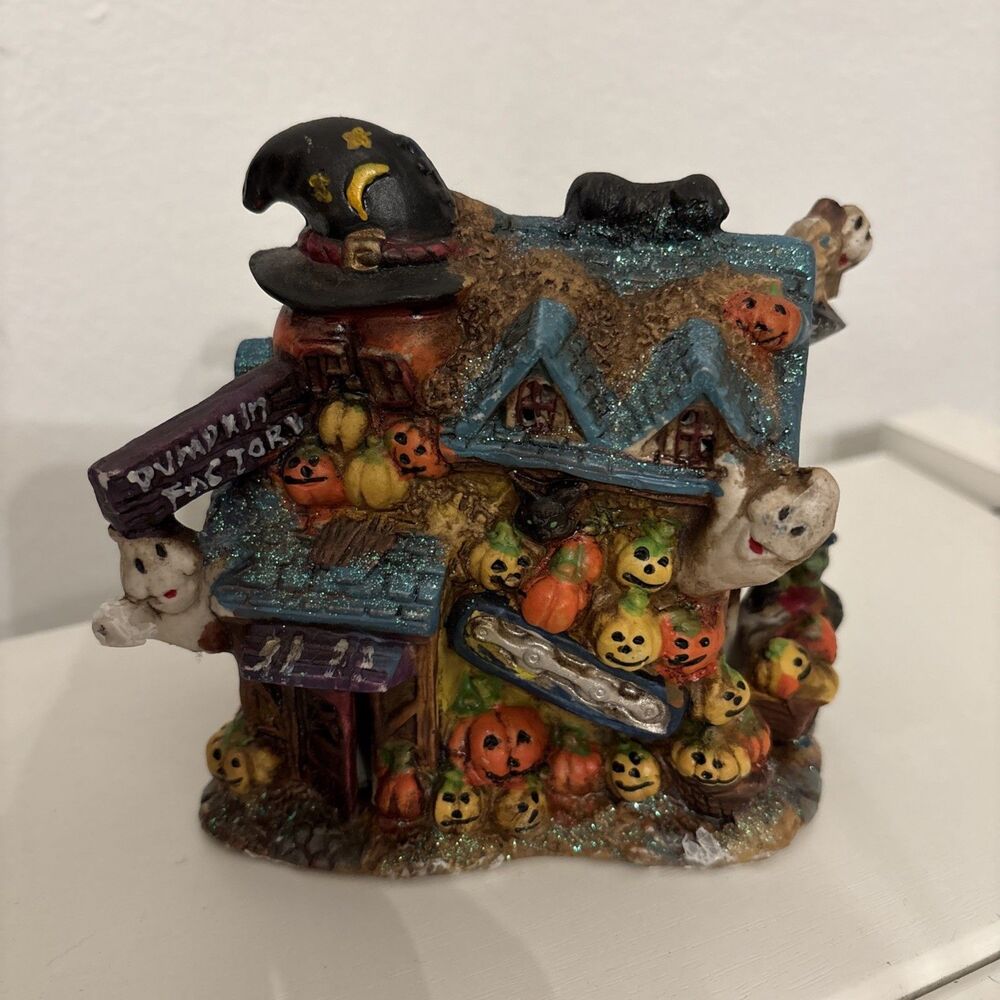 Vintage Haunted Haven Halloween Pumpkin Factory Ceramic House Ghost